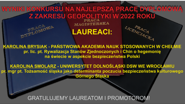 Wyniki Konkursu na Najlepszą Pracę Licencjacką i Magisterską o tematyce geopolitycznej w 2022